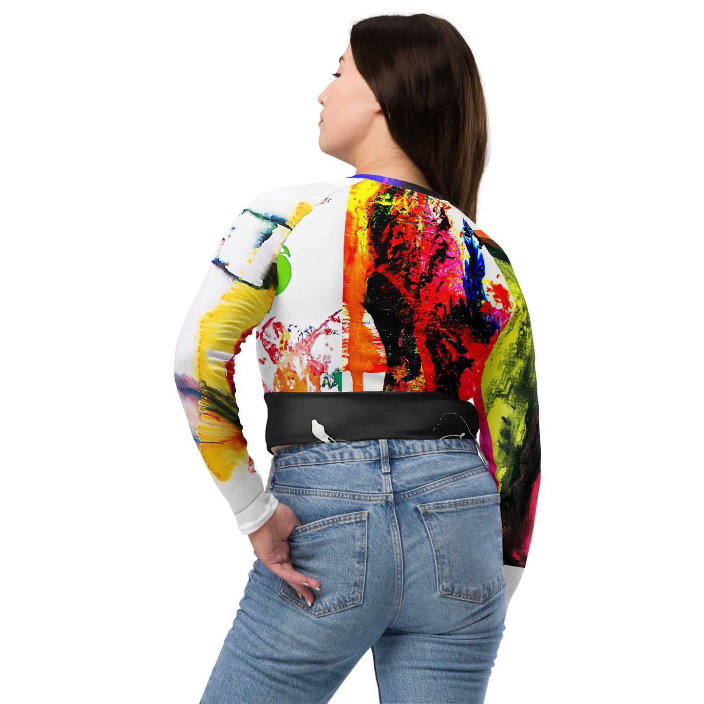 Recyceltes Langarm Crop Top mit Allover-Druck PLEASURE