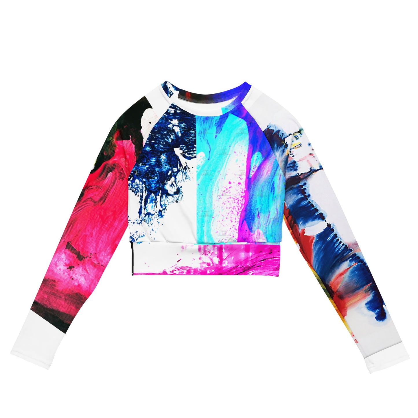 Recyceltes Langarm Crop Top mit Allover-Druck PLEASURE